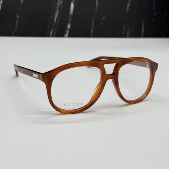 NEW GG1320O 002 GUCCI HAVANA PILOT UNISEX GUCCI EYEGLASSES - Picture 6 of 12